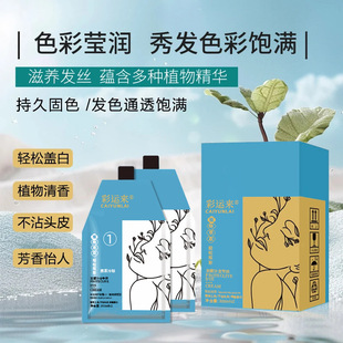 彩运来植物泡泡染发膏直纯清香型蓝黑染膏懒人白转黑发染发膏