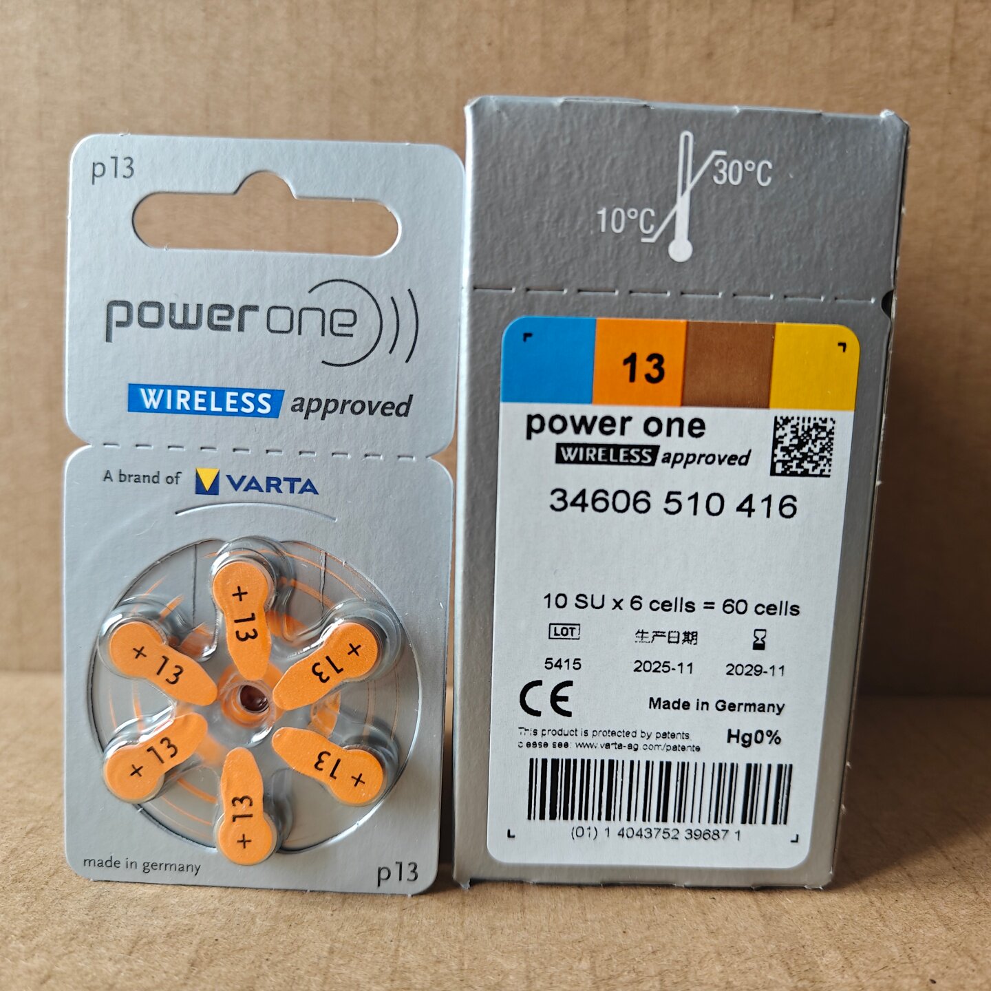 德国进口poweroneP13助听器电池A13峰力瑞声达海之声耳机锌空电子