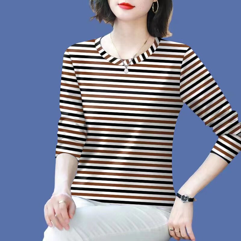 2024春秋新款妈妈装长袖圆领打底衫遮肚显瘦T恤女上衣潮
