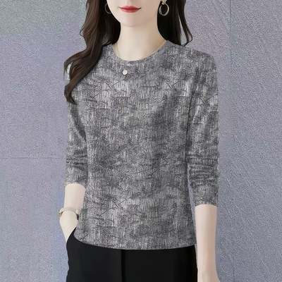 2025春秋新款妈妈装长袖圆领打底衫洋气减龄遮肚显瘦T恤女上衣潮