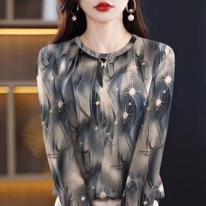 清仓捡漏~2025春秋新款妈妈装长袖圆领打底衫遮肚显瘦T恤女上衣潮