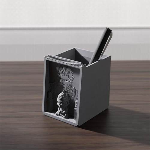水泥笔筒黑神话悟空潮玩摆件桌面建筑收纳文具装饰毕业设计送礼