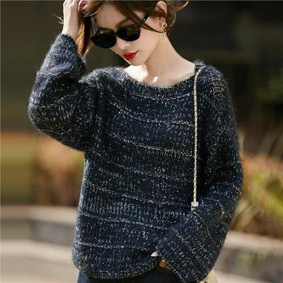 慵懒风松弛短款毛衣女秋冬外穿2025新款高级感宽松内搭针织打底衫