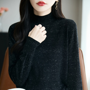 秋冬新款 女百搭保暖中领毛衣洋气加厚内搭上衣 半高领针织打底衫