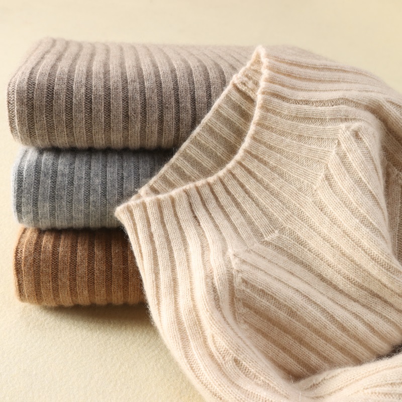 半高领羊绒毛衣女宽松春秋冬中领