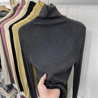 高领100%羊毛打底衫女2025秋冬新款内搭针织衫可外穿堆堆领毛衣