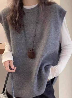 羊毛衫针织衫马甲背心女欧洲站2026早秋新款欧货女装设计感上衣潮