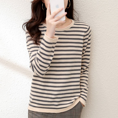 纯棉低圆领女士内搭加厚打底衫