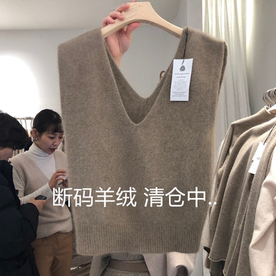 秋冬宽松女短款针织外套羊毛马甲