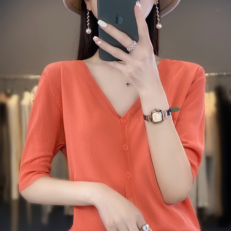 冰丝开衫短袖女夏季薄款