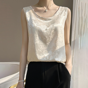 高级感高端品质真丝吊带背心女西装 t恤 内搭西服打底缎面醋酸无袖