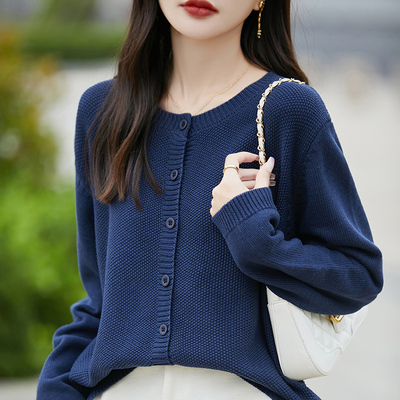 圆领开衫女外搭纯棉春装上衣