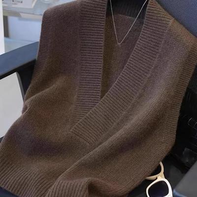 宽松显瘦秋冬无袖针织马甲V领