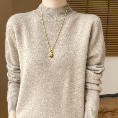 高级配大衣超好看半高领毛衣女内搭针织衫秋冬新款宽松大码打底衫