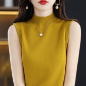 内搭羊毛针织衫 春秋季 女纯色西装 女半高领吊带打底衫 套头背心 无袖