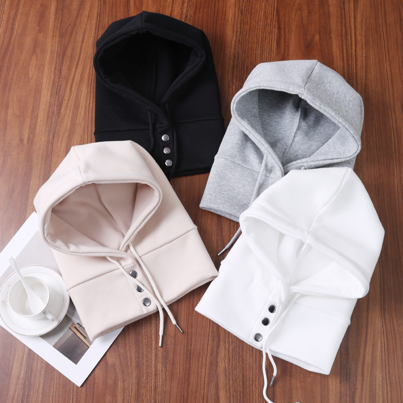 纯棉一体帽子围脖秋冬男女