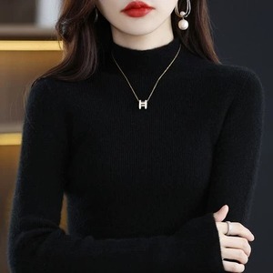 清仓秋冬新款针织羊毛衫女士加厚显瘦修身半高领内搭打底羊绒毛衣