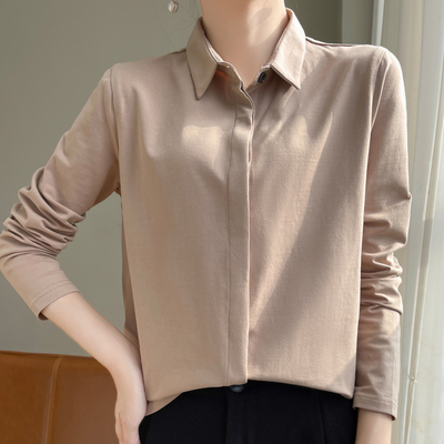 纯棉衬衫上衣女宽松时尚