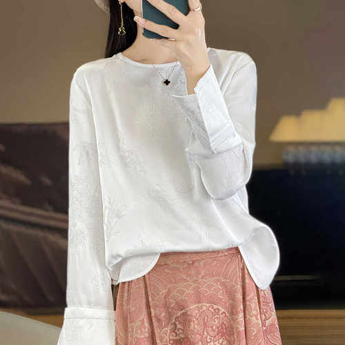薄款女木耳边复古盘扣长袖