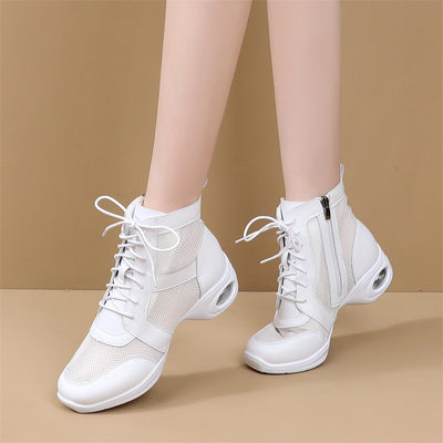 拉丁舞鞋夏季网纱女士软皮软底成人户外室内跳舞鞋广场舞鞋女