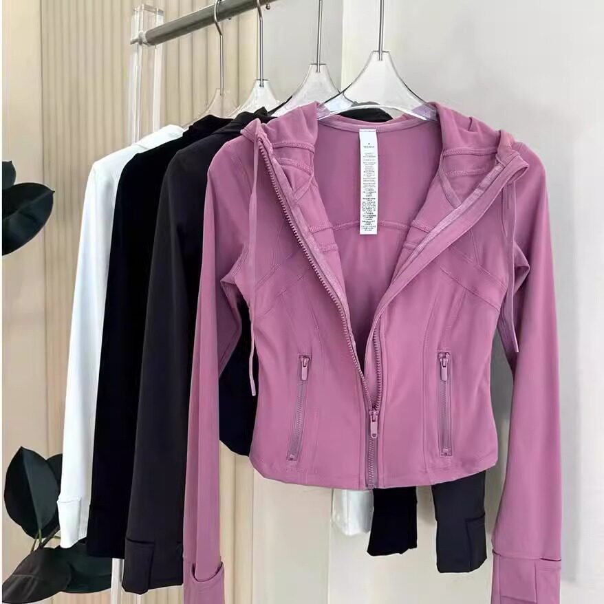 高品质连帽瑜伽服短款外套女秋2026运动休闲防晒上衣修身显瘦夹克