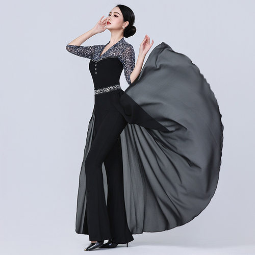 厂家直销春夏新款豹纹形体服女导师服修身礼仪模特训练服舞蹈服女