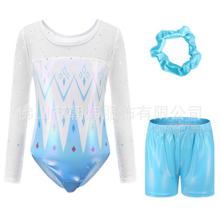舞蹈服儿童体操服烫金体操服儿童舞蹈服表演服紧身衣儿童练功服头