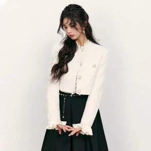 小个子别致绝美上衣高级感洋气炸街气质名媛白色小香风外套女春款