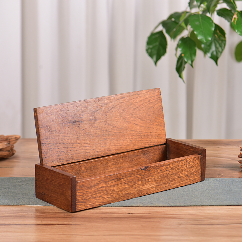 泰国进口实木筷子盒家用客厅简约收纳盒长方形中式柚木收纳盒子