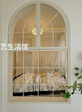 法式复古拱形窗铁艺圆弧形窗户