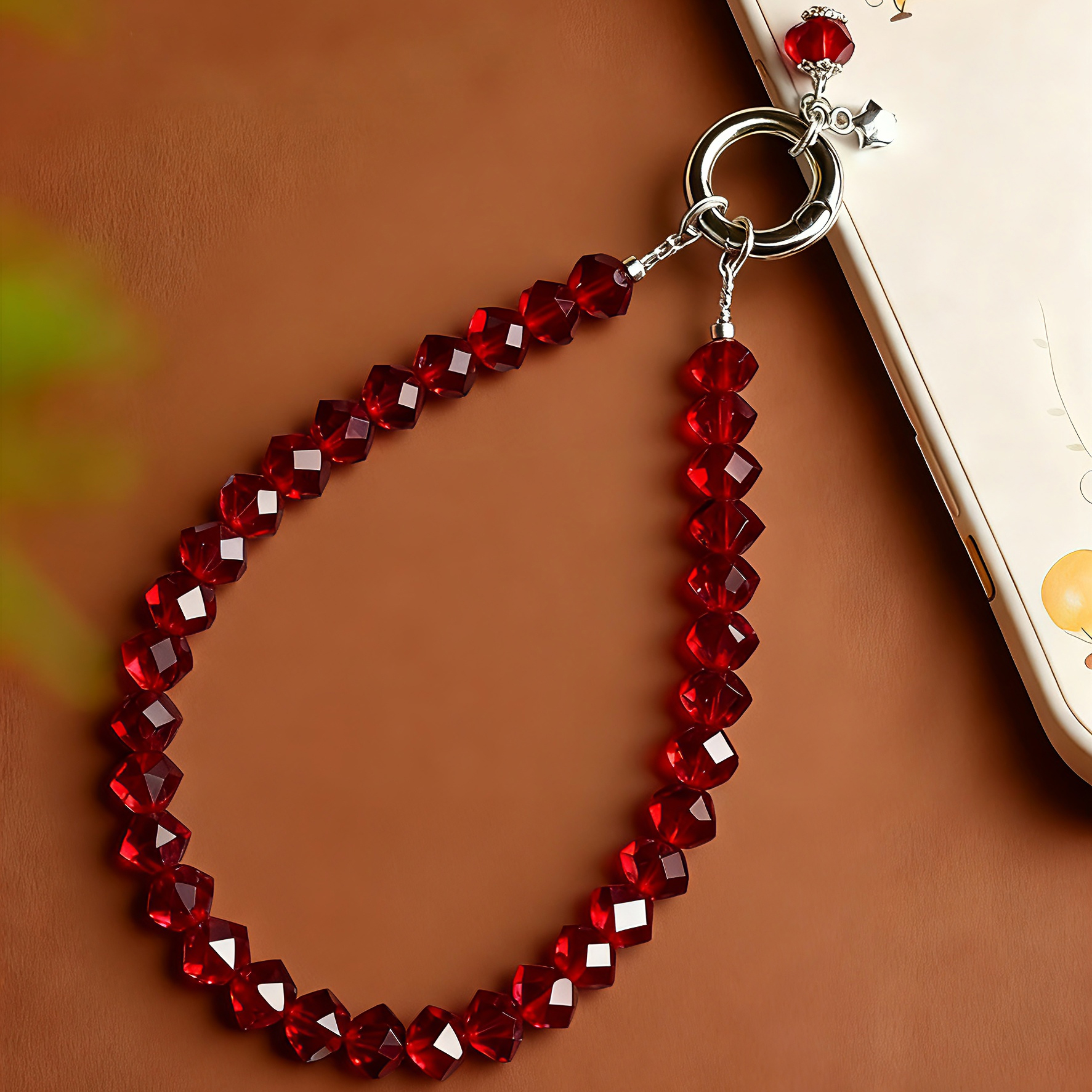 手机链水晶挂手腕绳轻奢小众精致