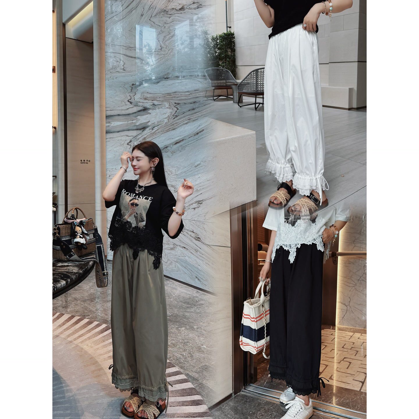 姗蔓大姗姗家加肥加大码女装新品两穿花苞裤休闲裤阔腿裤