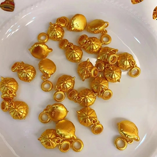 沙金配件金锁铃铛吊坠有福气把把壶挂件diy手工编织配饰手链闺蜜