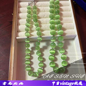 设计感知性串珠链套装 手链项链耳钩 优雅眼淡绿色首饰套装