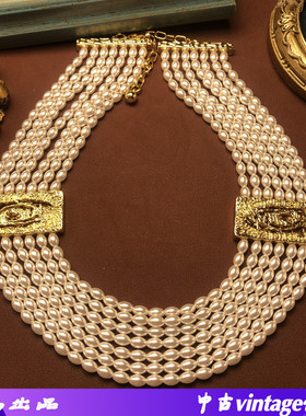 复古珍珠字母项链设计感百搭复古