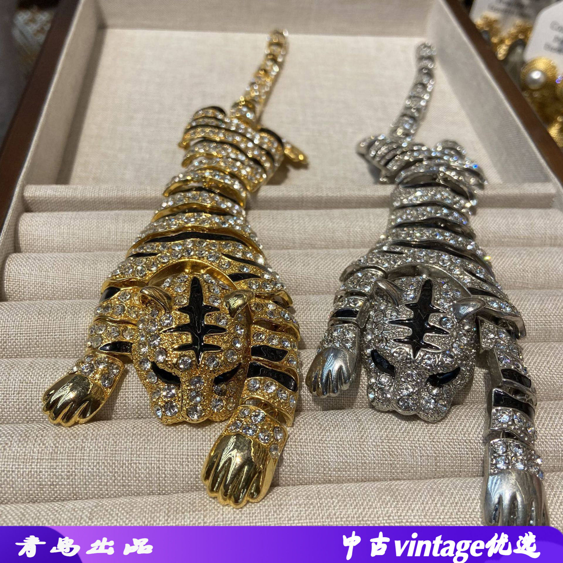 原创欧美满钻大号灵动老虎胸针长款披肩别针动物奢华衣服配饰装饰