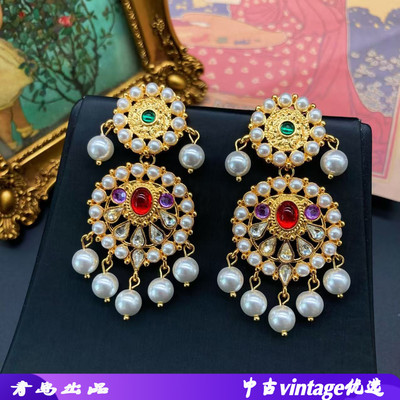 佛伦伦萨流苏珍珠华丽优雅古董耳