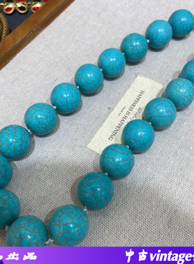 新vintage民族风20M大颗绿松石项