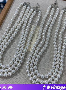 8M三层蝴蝶施家强光正圆珍珠项链