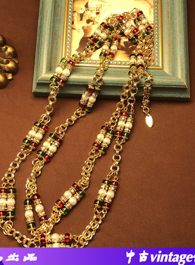 复古彩色手工串珠琉璃这种复古长