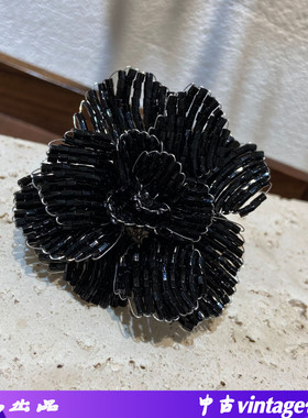 多层山茶花花瓣开口戒指串珠手工