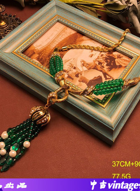 欧玛拉圆珠链新款设计感绿色项链