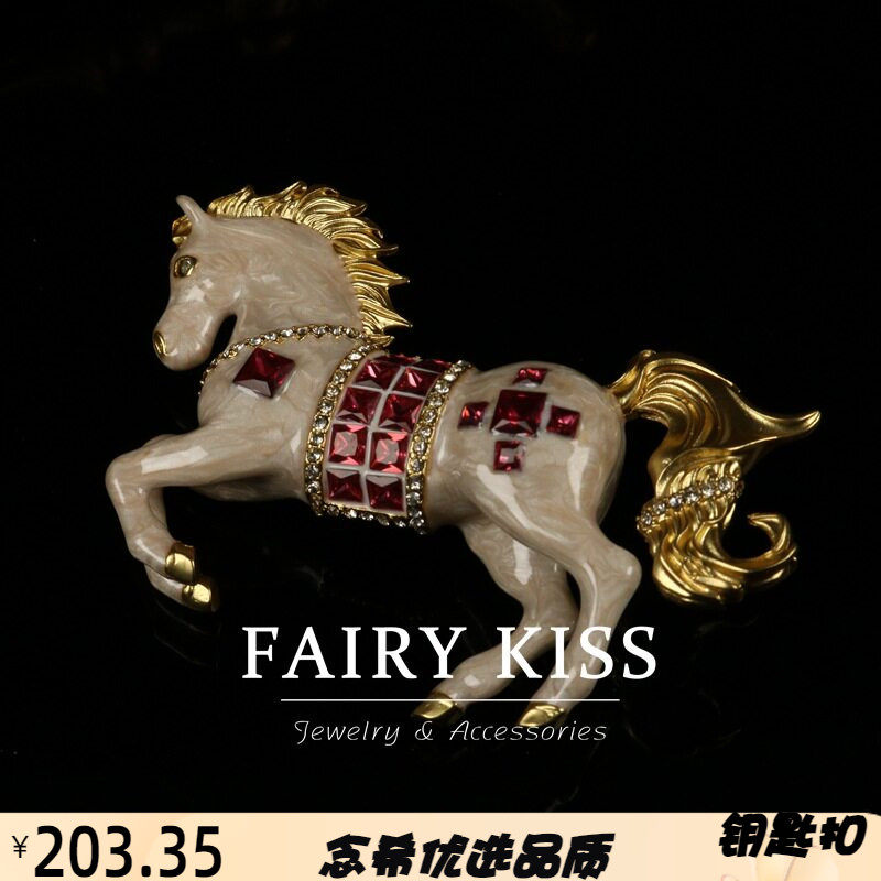 中古vintage重工胸饰珐琅彩钻高