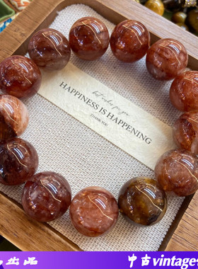 天然17M红胶花手链正红芬达牛血