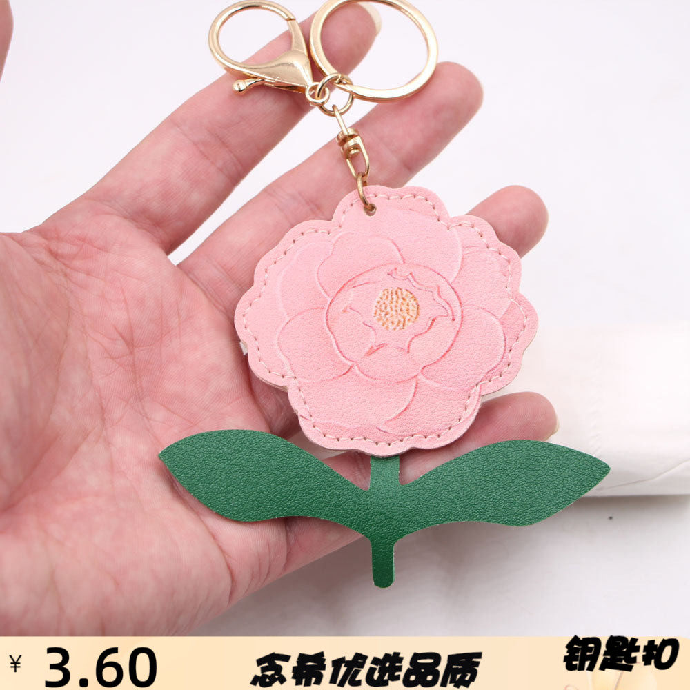扁平一束玫瑰花钥匙扣箱包挂件情