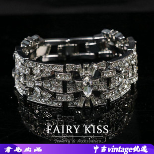 欧美复古精致水钻百搭优雅气质可调节手链 青岛vintage中古饰品