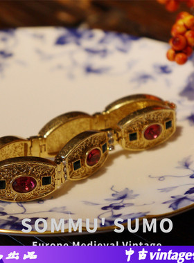 Vintage西洋古董首饰JBK红色水晶