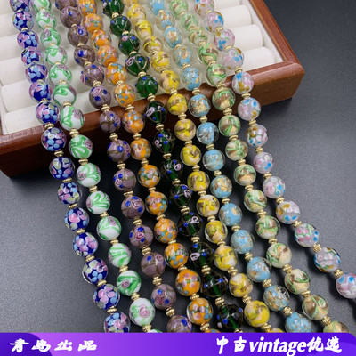 中古嵌花复古文艺项链手烧琉璃
