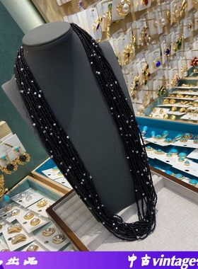 无新款多层黑色小米珠琉璃串项链