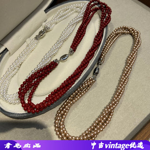 韩式宽版多层珍珠项链女串珠重工短款锁骨链波西米亚风轻奢颈链潮